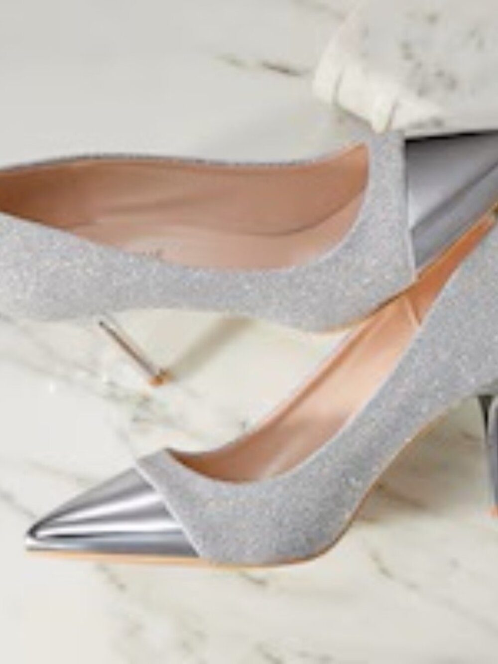Classique Glitter Silver Cap Toe and Heel Pumps SZ 6M